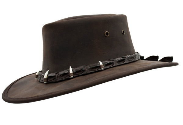 BARMAH HAT 1033MC - Outback Crocodile - 5 Croc Teeth - Brown